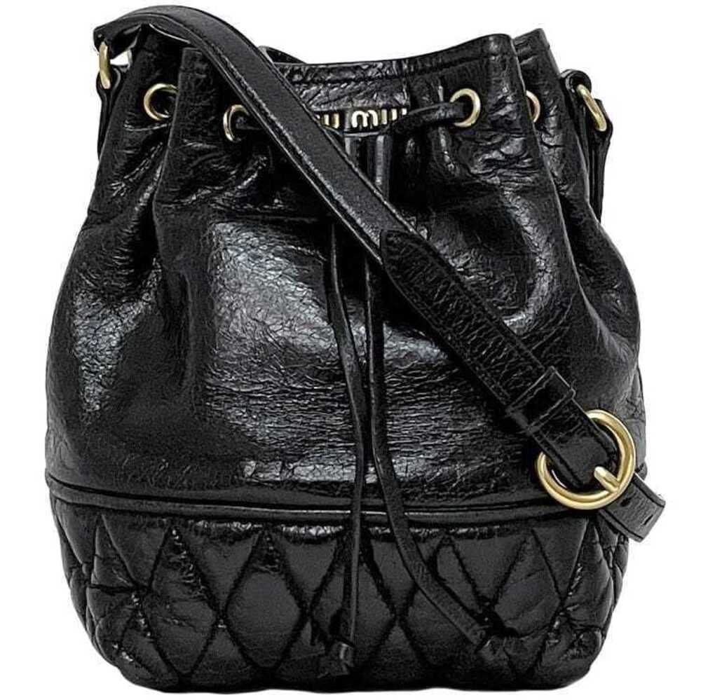 Miu Miu drawstring shoulder bag black Nero Black leather crossbody quilted